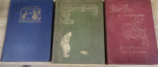 Three Arthur Rackham illustrated books: Peter Pan in Kensington Gardens, 4th edition, published 1907; Snowdrop